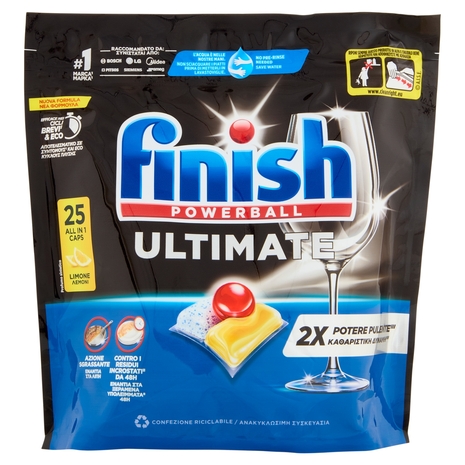 Finish Ultimate All In One Lemon pastiglie lavastoviglie 25 lavaggi 322,5 g